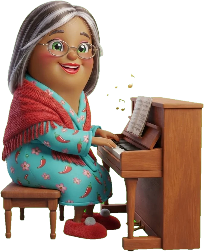 Nana playing the piano